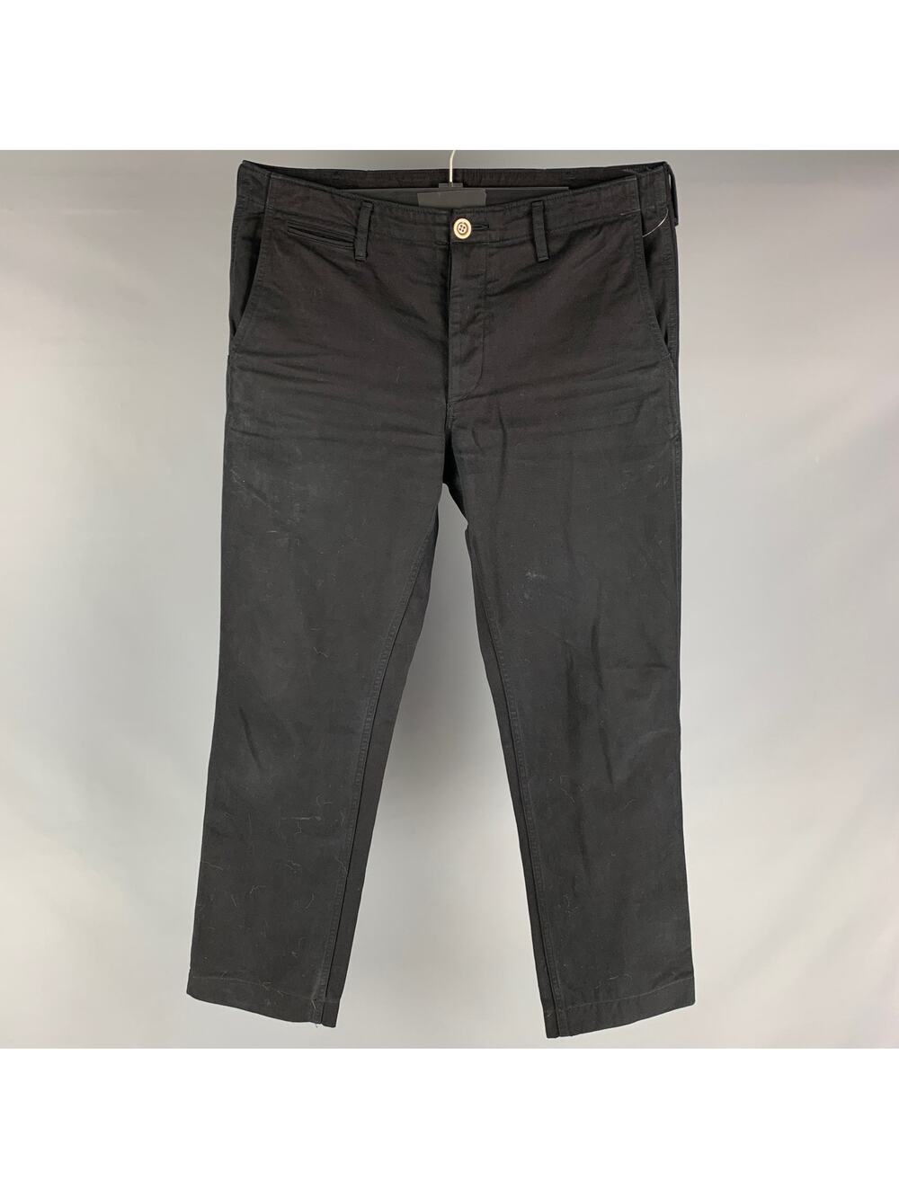 VISVIM Size L Black Solid Cotton Button Fly Casual Pants